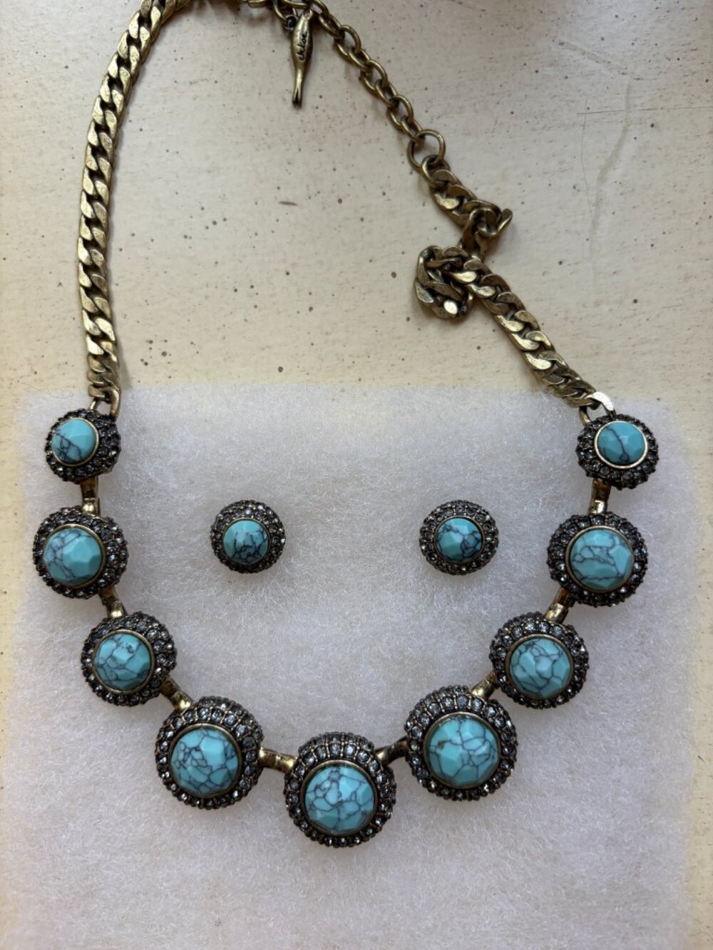 Chloe + Isabel Retro Pavé Turquoise Collar Necklace and Stud Set